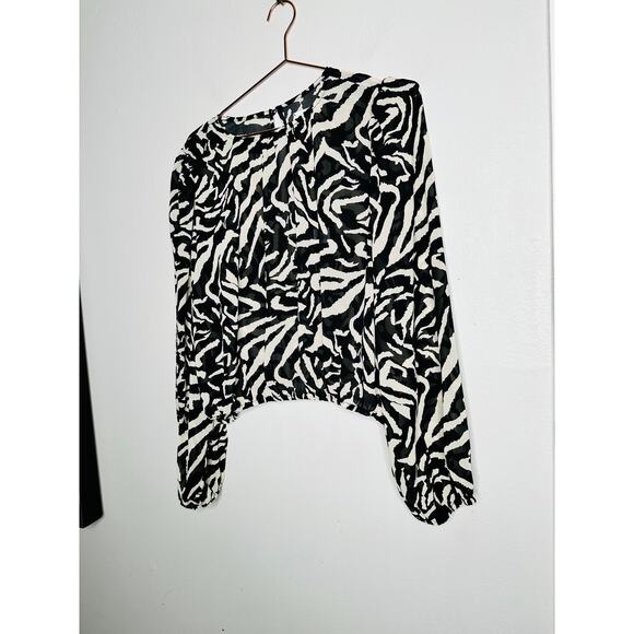 ONE TEASPOON Black White Dimensions Bubble Long Sleeve Blouse Top NWT Size XXL - Picture 4 of 10